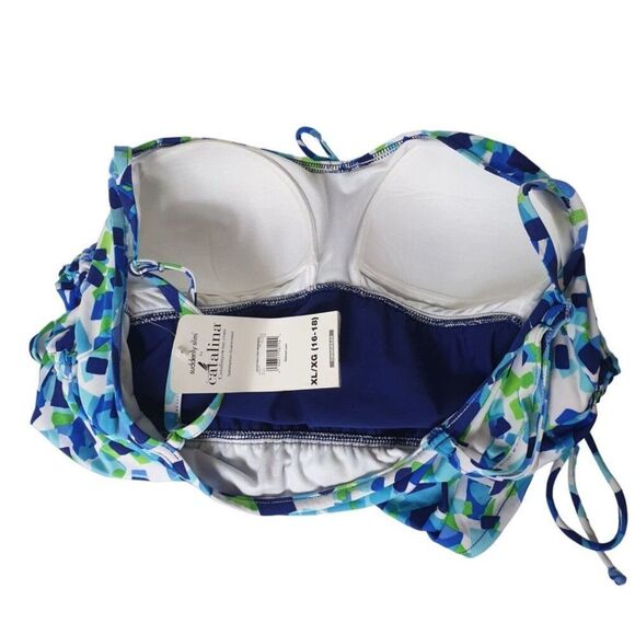 Women's Plus Swimsuit XL Slimming Tummy Control Shirred Sarong One Piece XL NWT - Picture 9 of 10